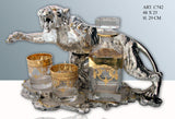 Golden Tiger With 2 Whiskey Glasses And 1 Bottle