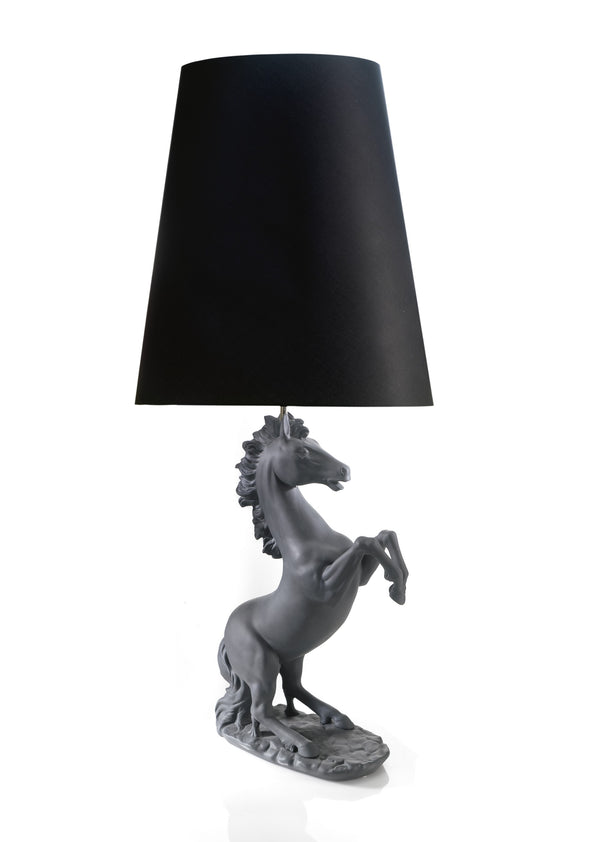 RAMPANT HORSE LAMP BLACK PORCELAIN