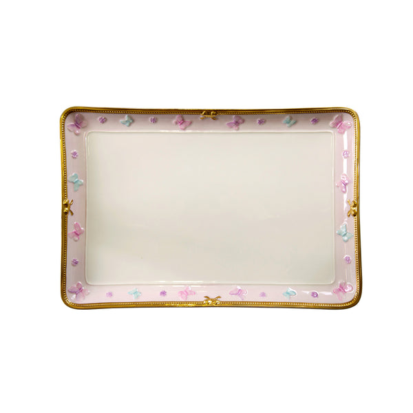 BUTTERFLY TRAY BABY ROSE - AQUAMARINE - GOLD