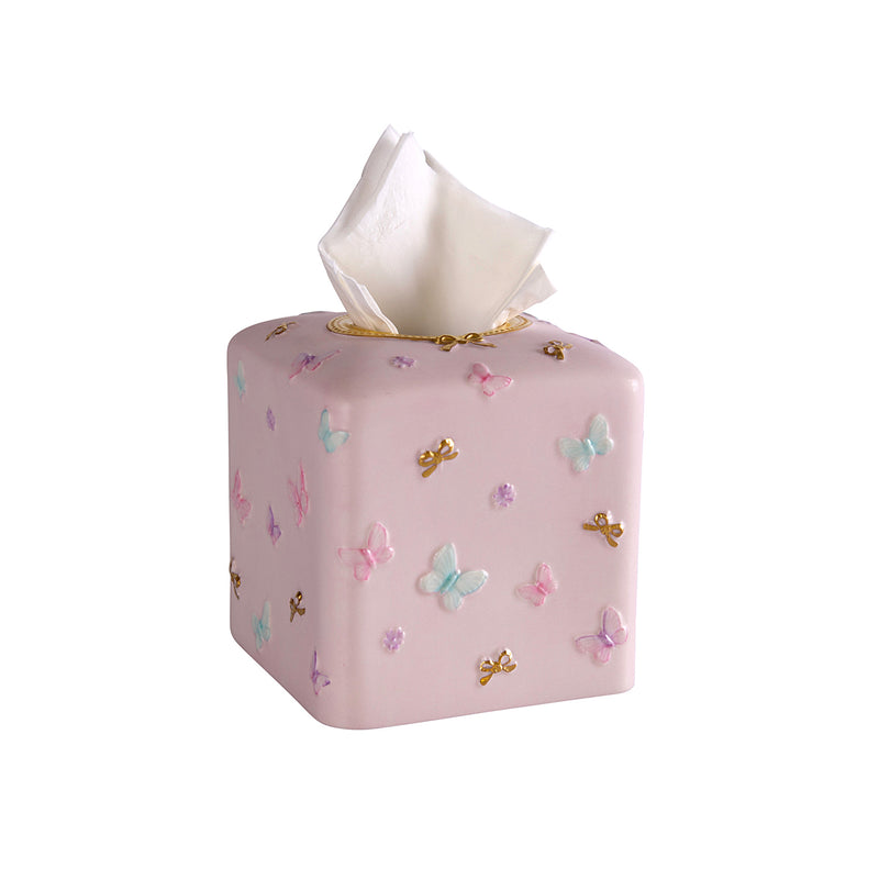 BUTTERFLY TISSUE BOX BABY ROSE - AQUAMARINE - GOLD