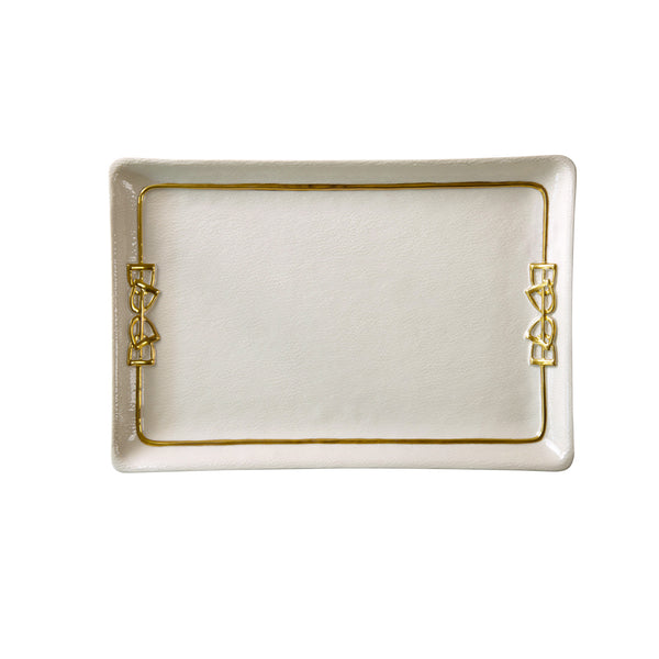 DRESSAGE TRAY WHITE - ANTIQUE GOLD