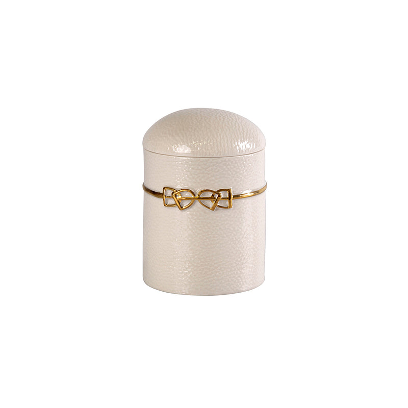 DRESSAGE CANISTER WHITE - ANTIQUE GOLD
