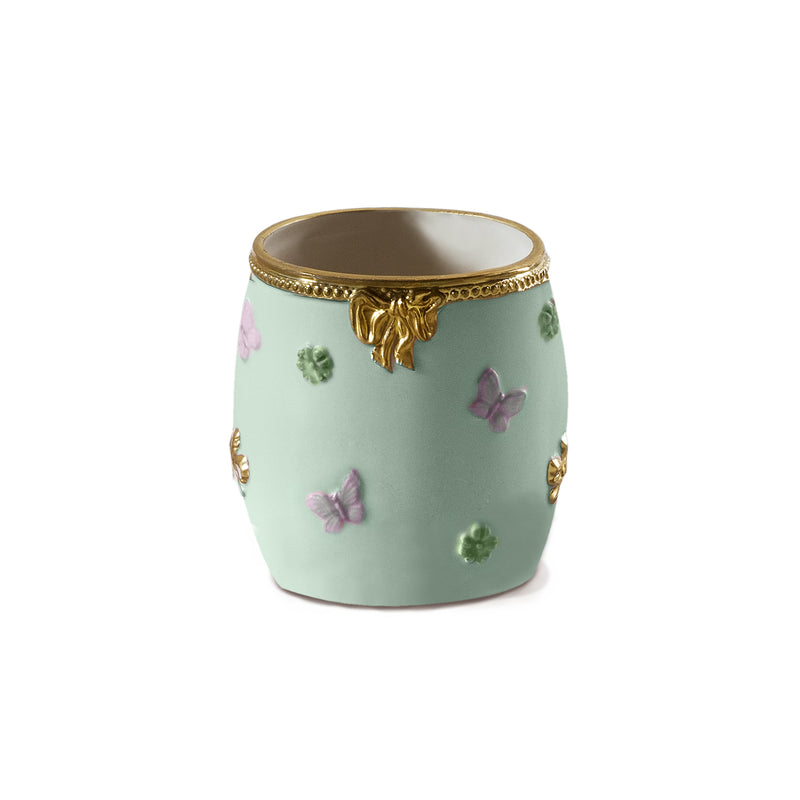 BUTTERFLY TOOTHBRUSH HOLDER BABY ROSE - AQUAMARINE - GOLD