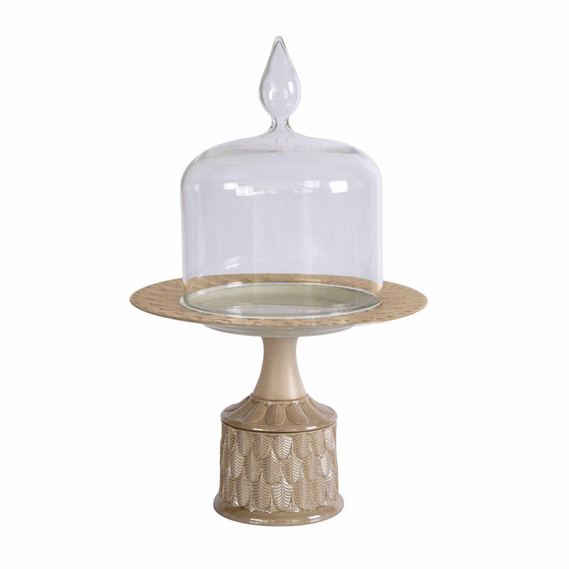 PEACOCK CAKE STAND WITH CLOCHE CARAMEL