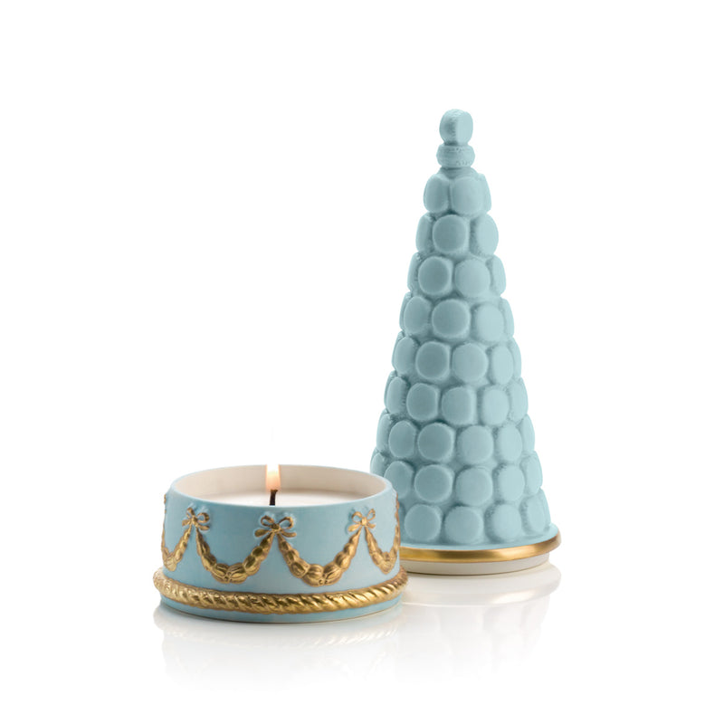 BABY MACARONS PYRAMID SCENTED CANDLE TURQUOISE - GOLD