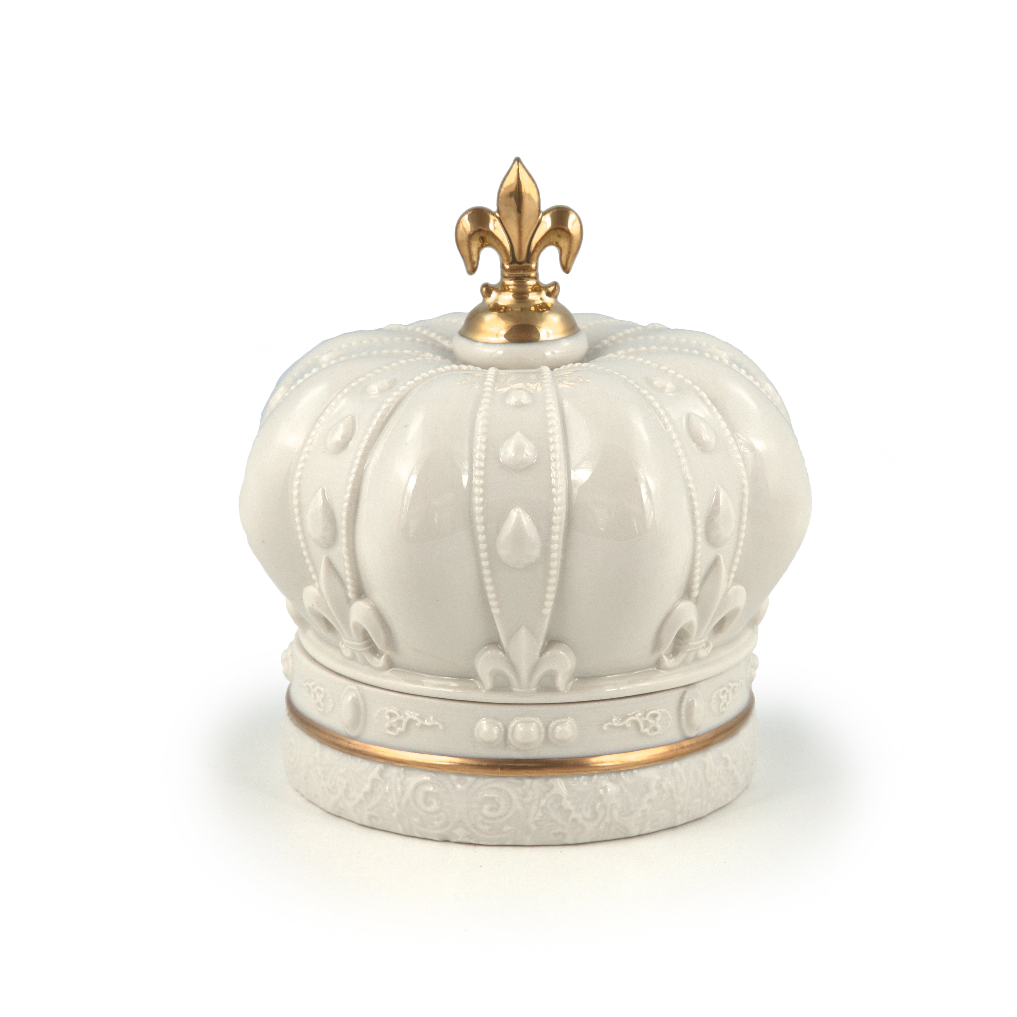 BABY CROWN BOX WHITE - ANTIQUE GOLD PROFILES – Luxury Global Furniture