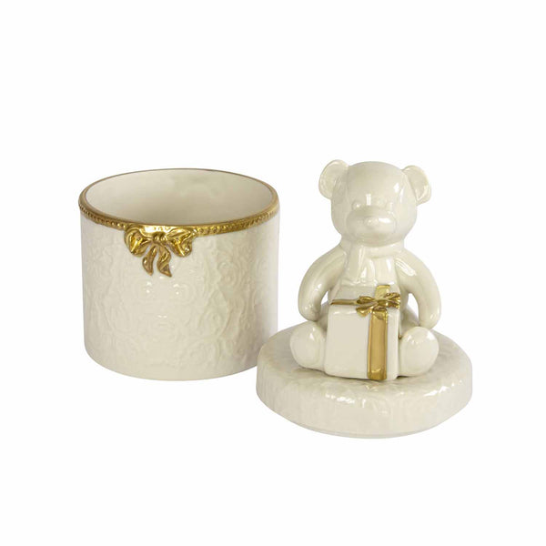 BABY TEDDY BOX WHITE - ANTIQUE GOLD PROFILES